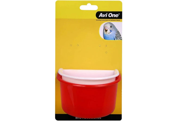 Avi One Bird Feeder - Plastic D Feeder W Metal Holder 2pk Nested 11 & 11.5cm - The Chook Barn