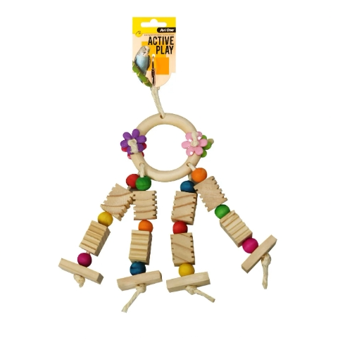 Avi One Bird Toy Hoop with Beads & Blocks 35Cm - The Chook Barn