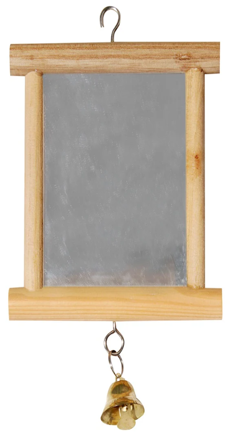 Avi One Bird Toy - Wood Framed Mirror W/Bell 15X10Cm - The Chook Barn