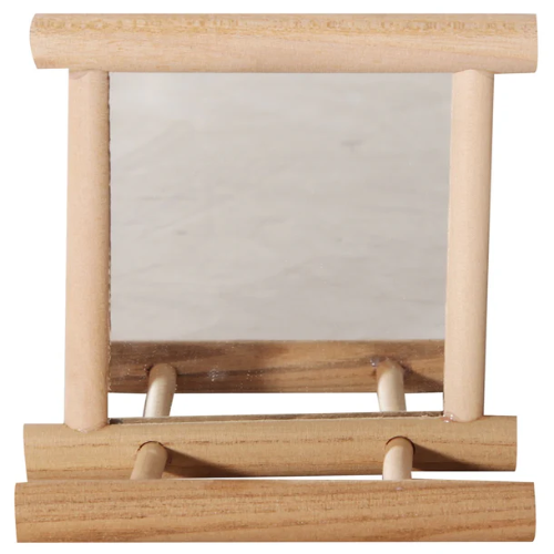 Avi One Bird Toy - Wood Framed Mirror W/Seat 12X10Cm - The Chook Barn