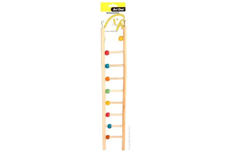 Avi One Bird Toy - Wooden Ladder 9 Rung W/Beads by Pet One