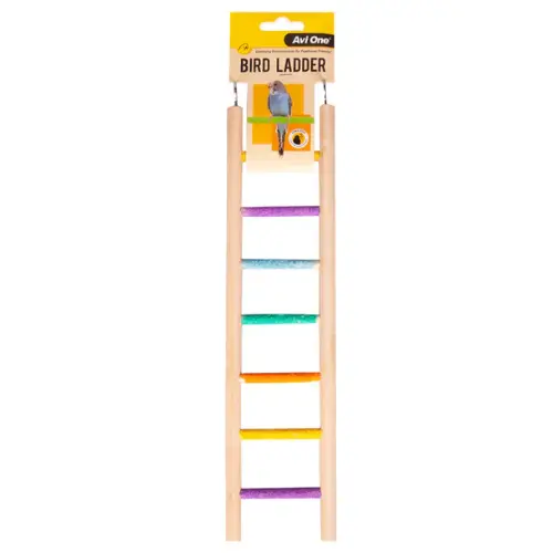Avi One Bird Toy - Wooden Ladder With 7 Sand Steps by Pet One