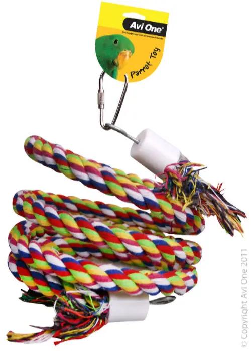 Avi One Parrot Toy Rope Twister With Bell 40cm Interactive by Pet One
