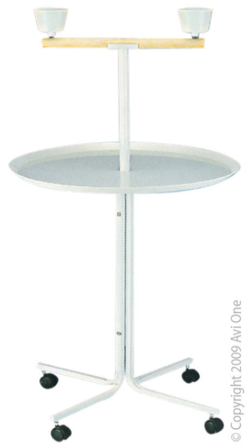 Avi One Parrot Stand With Wheels 51x120cm Perch Tray And Feeding Cups