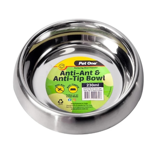 Pet One Bowl - Anti Ant Anti Tip S/Steel - The Chook Barn