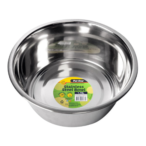 Pet One Bowl - Standard S/Steel 1.75L - The Chook Barn