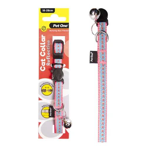 Pet One Cat Collar Nylon 18-28Cm 10Mm Reflective Pk by Pet One