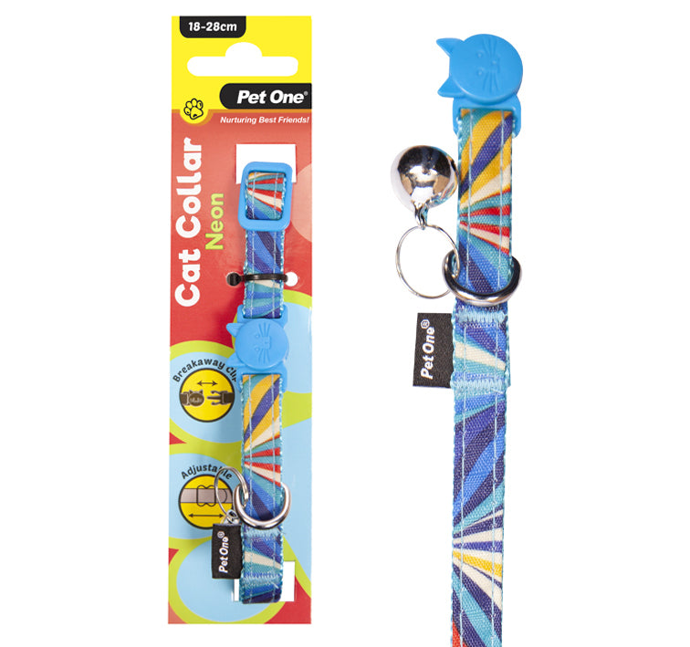 Pet One Cat Collar Nylon 18- Neon Bl - The Chook Barn
