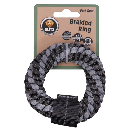Pet One Dog Toy Blitz Braided Ring Grey XS - The Chook Barn
