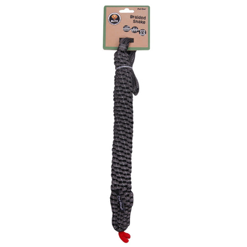 Pet One Dog Toy Blitz Braided Snake Grey - The Chook Barn