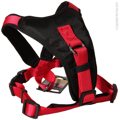 Pet One Comfy Padded Harness 38 To 46 Centimeters Adjustable Black Red