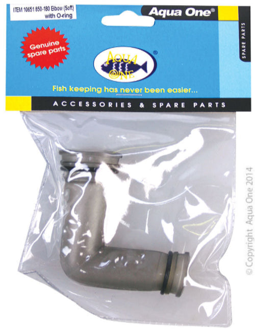 Aqua One 850; 980; 120;150;180 Aquarium Elbow(Soft) With O-Ring & 2 Short Pipes - The Chook Barn
