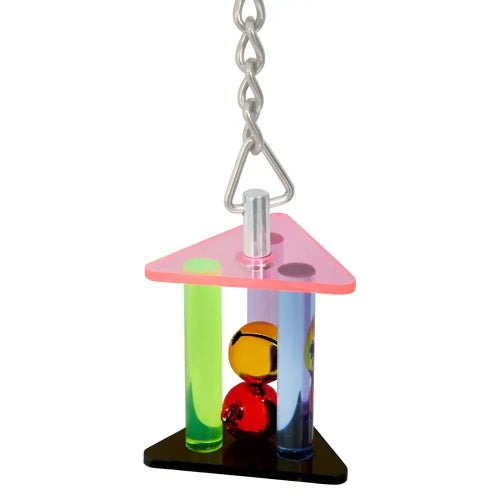 Avi One Bird Toy - Acrylic Triangular Prism W/Bell Balls - The Chook Barn