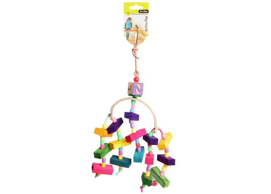 Avi One Bird Toy - Arc with Wooden Blocks and Beads 34Cm - The Chook Barn