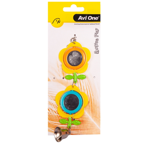 Avi One Bird Toy - Double Buttercup Mirror - The Chook Barn