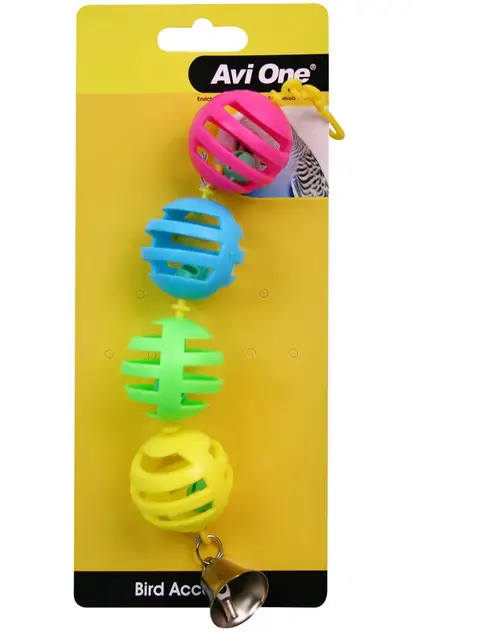 Avi One Bird Toy - Geo Balls with Bell - The Chook Barn