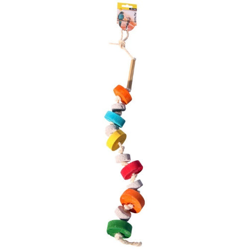 Avi One Bird Toy - Lanyard Wooden Blocks with Pumice 70Cm - The Chook Barn