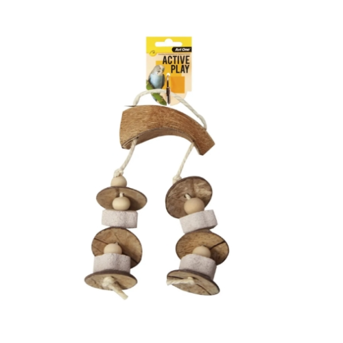 Avi One Bird Toy Pumice & Beads with Coconut Husk 28Cm - The Chook Barn