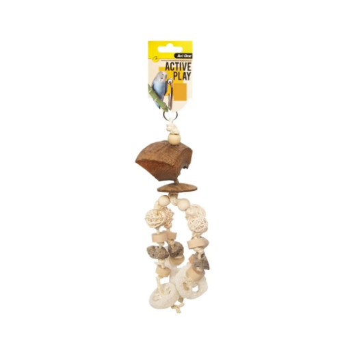 Avi One Bird Toy Pumice & Loofa with Rattan Balls - The Chook Barn