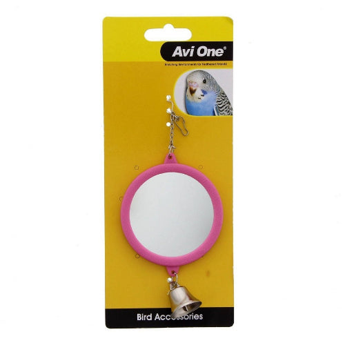 Avi One Bird Toy - Round Mirror with Bell - The Chook Barn