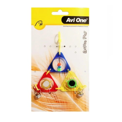 Avi One Bird Toy - Triangle Pyramid with Mirror Beads and Bell - The Chook Barn