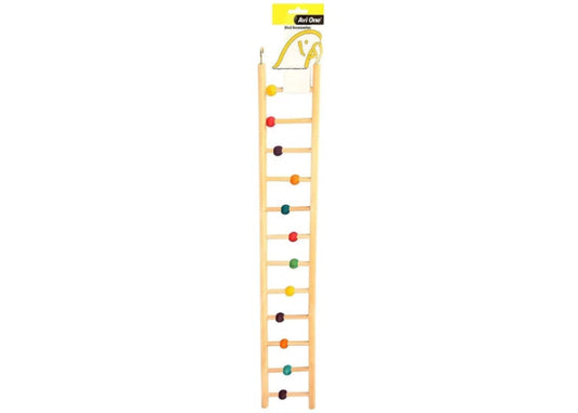 Avi One Bird Toy - Wooden Ladder 12 Rung W/Beads - The Chook Barn