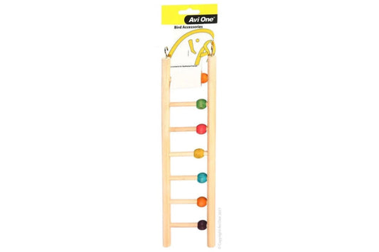 Avi One Bird Toy - Wooden Ladder 7 Rung W/Beads - The Chook Barn