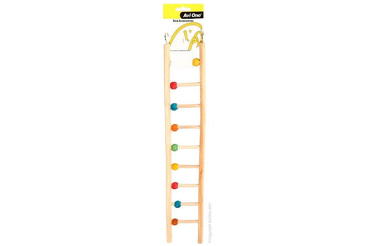 Avi One Bird Toy - Wooden Ladder 9 Rung W/Beads - The Chook Barn
