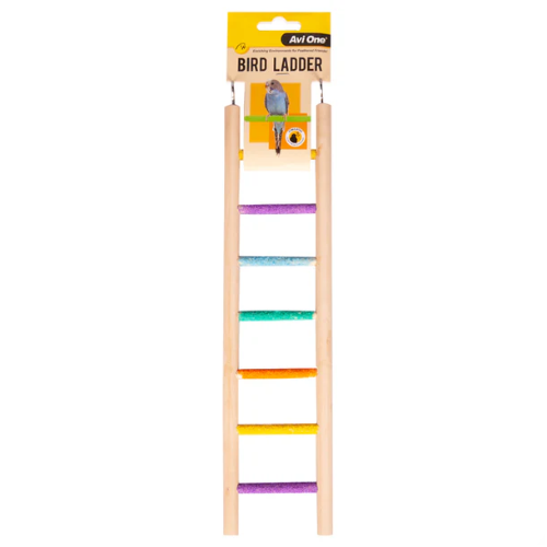 Avi One Bird Toy - Wooden Ladder With 7 Sand Steps - The Chook Barn