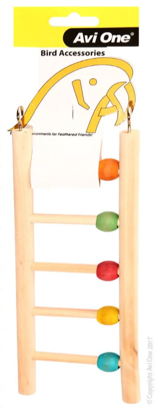 Avi One Bird Toy Wooden Ladder With Five Rungs And Beads by Pet One