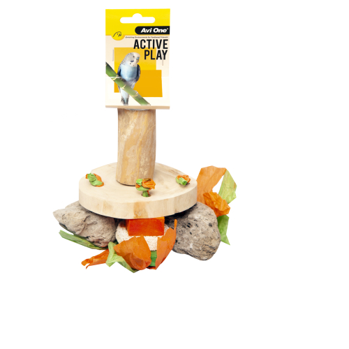Avi One Bird Toy Wooden Wheel Crunch Perch - The Chook Barn