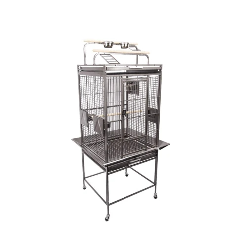 Avi One Parrot Cage - 242 With Play Pen Silver/Black 76.5X71.5X158Cm - The Chook Barn