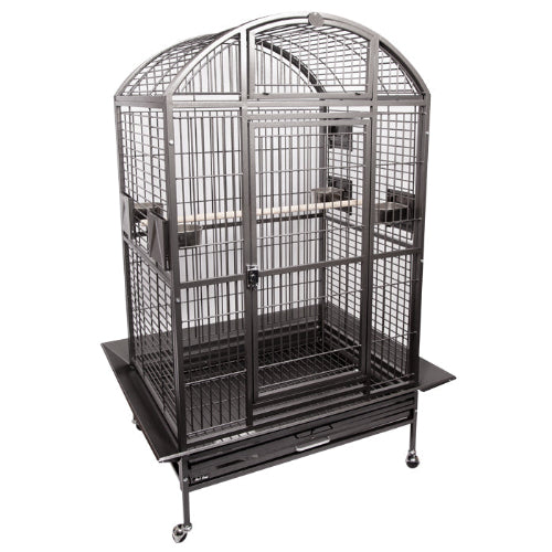 Avi One Parrot Cage - 362 Arch Top H/ Duty Silver/Black 25Mm 112X91.5X166Cm - The Chook Barn