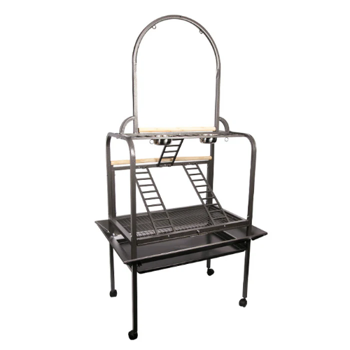Avi One Parrot Stand - Deluxe Silver/Black 101X69.5X200Cm - The Chook Barn