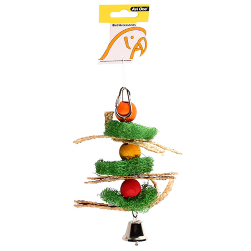 Avi One Parrot Toy - Loofah W/ Beads & Straw 12X19Cm - The Chook Barn
