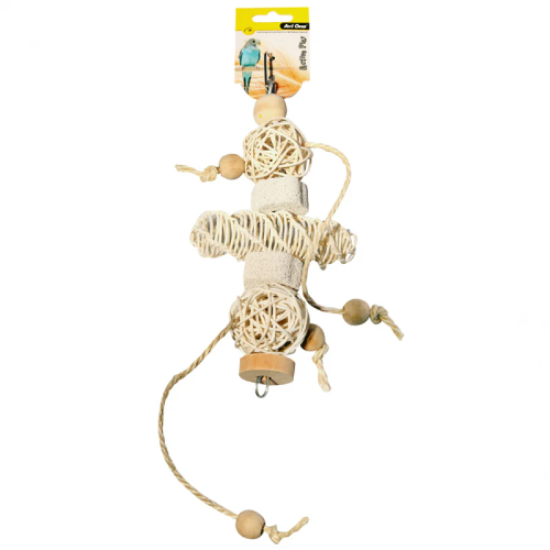 Avi One Parrot Toy - Rattan Balls Wooden Beads and Pumice 33Cm - The Chook Barn