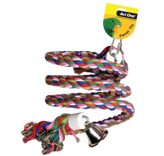 Avi One Parrot Toy - Rope Twister with Bell - The Chook Barn