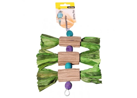 Avi One Parrot Toy - Wooden Blocks and Corrugated Board with Straw 22Cm - The Chook Barn