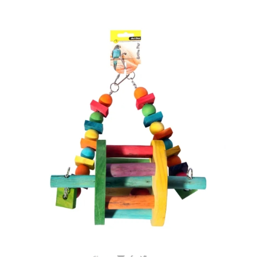 Avi One Parrot Toy - Wooden Swing with Wheel Large 23.5X12X37.5Cm - The Chook Barn