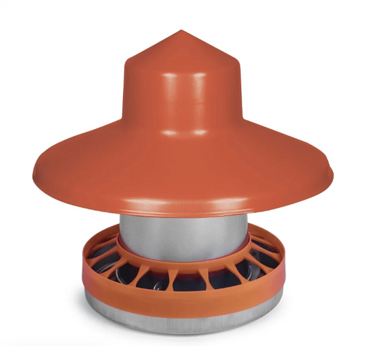 Chicken Feeder 10kg with Rain Hat Red - The Chook Barn