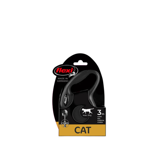 Flexi Classic Cat - 3M Black Mini Retractable Cord Leash - The Chook Barn