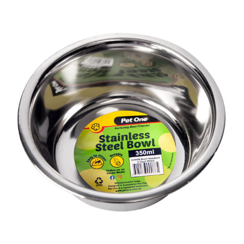 Pet One Bowl Standard Stainless Steel 350ml - The Chook Barn