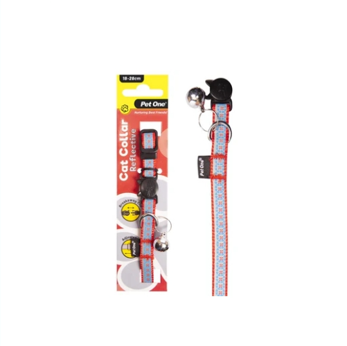 Pet One Cat Collar Nylon 18-28Cm 10Mm Reflective Rd - The Chook Barn