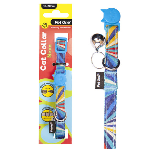 Pet One Cat Collar Nylon 18- Neon Bl - The Chook Barn