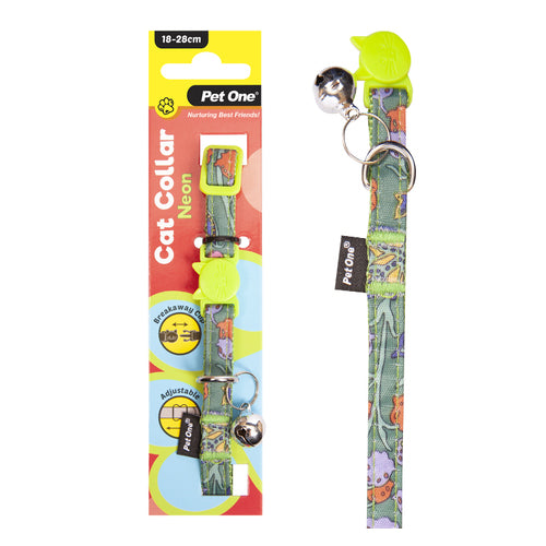 Pet One Cat Collar Nylon 18- Neon Gr - The Chook Barn