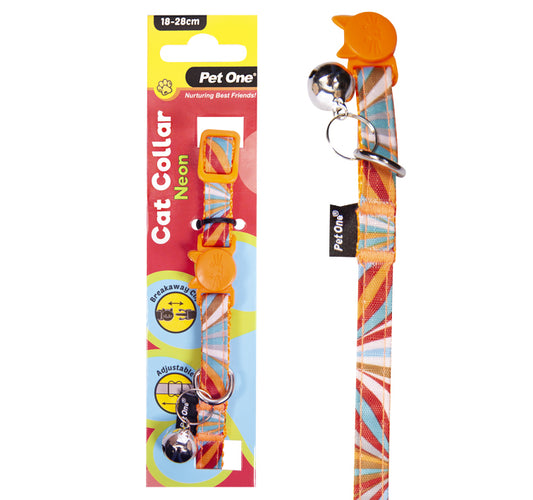 Pet One Cat Collar Nylon 18- Neon Or - The Chook Barn