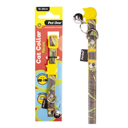 Pet One Cat Collar Nylon 18- Neon Yellow - The Chook Barn