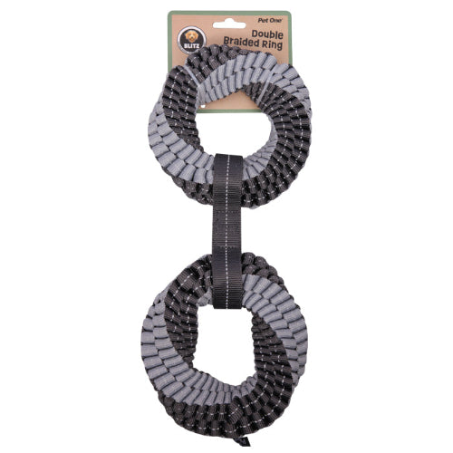 Pet One Dog Toy Blitz Double Braided Ring Grey - The Chook Barn