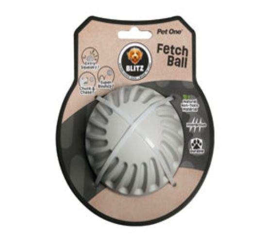 Pet One Dog Toy Blitz Rubber Fetch Ball Grey L - The Chook Barn