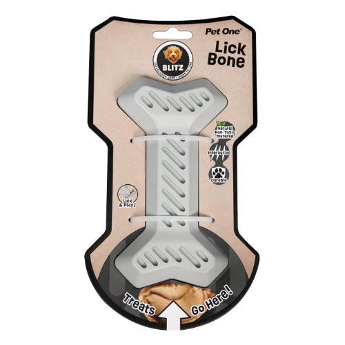 Pet One Dog Toy Blitz Rubber Lick Bone Grey L - The Chook Barn